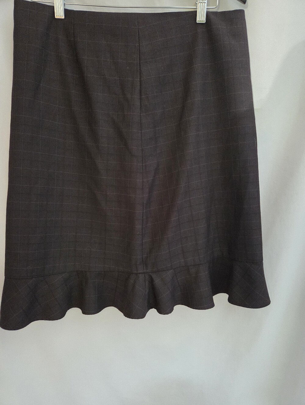 RW&CO. Brown Plaid A-Line Skirt with Ruffle Hem